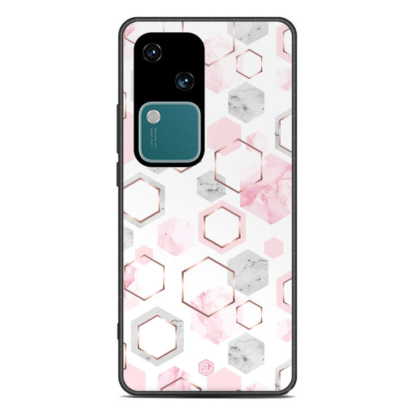 Stylish Marble Series Soft Phone Case - Premium Glass Case - Design 4 - Vivo V30