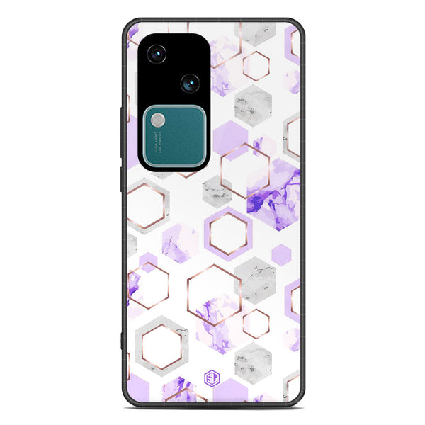 Stylish Marble Series Soft Phone Case - Premium Glass Case - Design 5 - Vivo V30