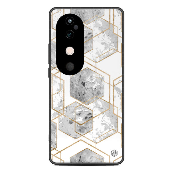 Stylish Marble Series Soft Phone Case - Metal Case - Design 2 - Vivo V40