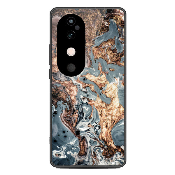 Marble Series Soft Phone Case - Metal Case - Design 5 - Vivo V40