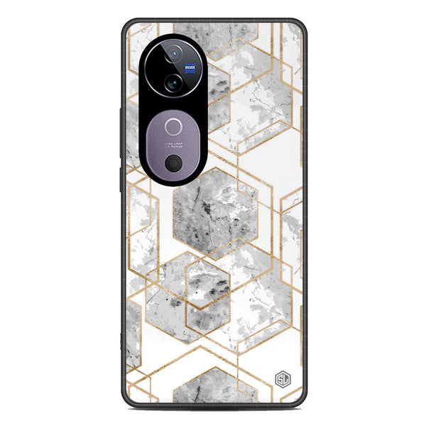 Stylish Marble Series Soft Phone Case - Metal Case - Design 2 - Vivo V40