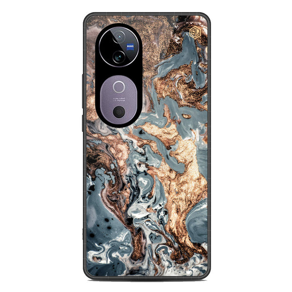 Marble Series Soft Phone Case - Metal Case - Design 5 - Vivo V40