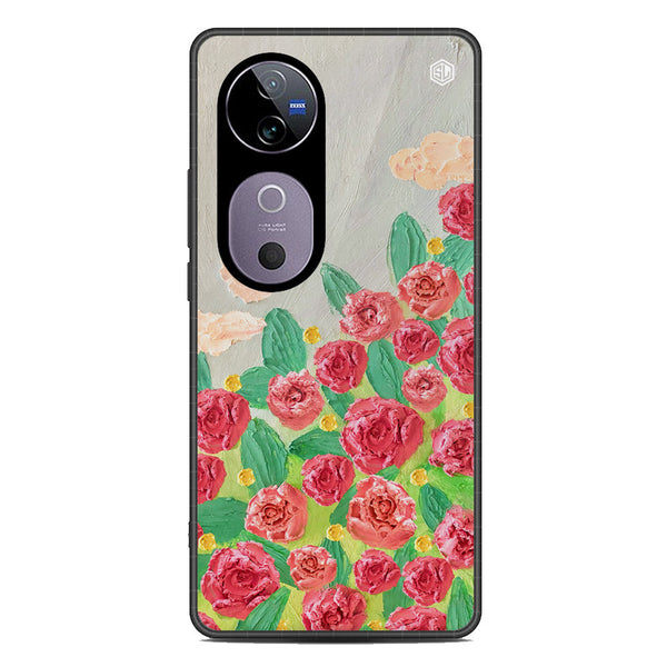 Floral Series Soft Phone Case - Metal Case - Design 10 - Vivo V40