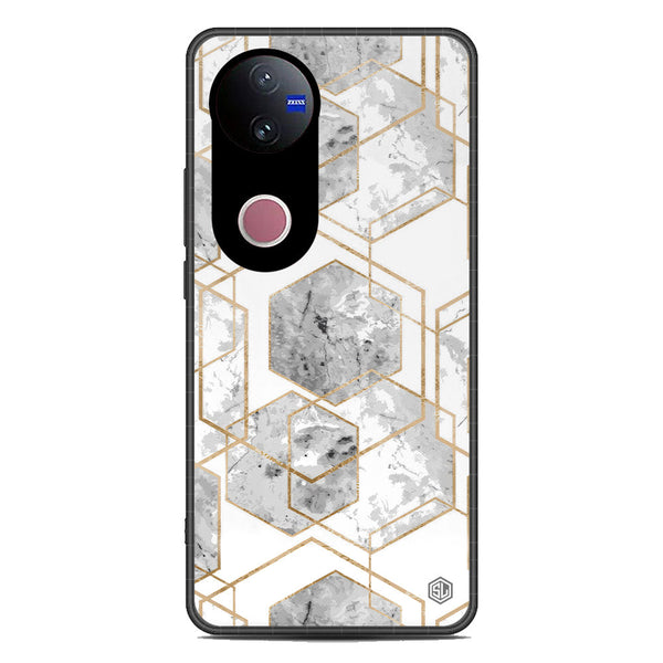 Stylish Marble Series Soft Phone Case - Metal Case - Design 2 - Vivo V50