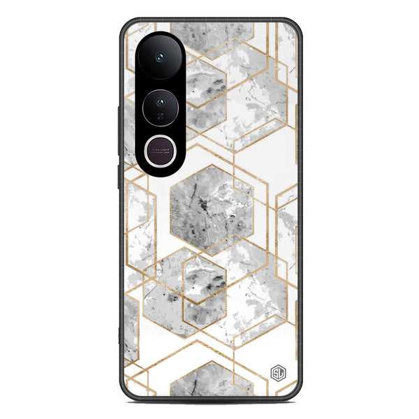 Stylish Marble Series Soft Phone Case - Metal Case - Design 2 - Vivo V50 Lite