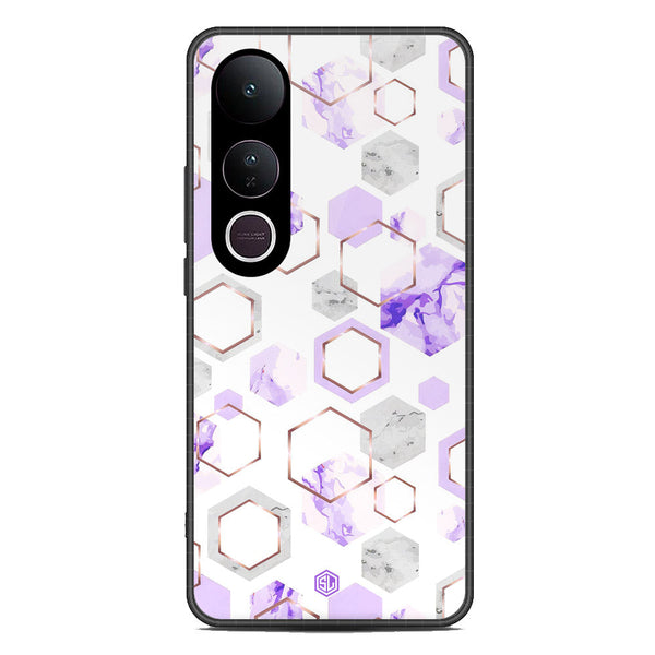 Stylish Marble Series Soft Phone Case - Metal Case - Design 5 - Vivo V50 Lite