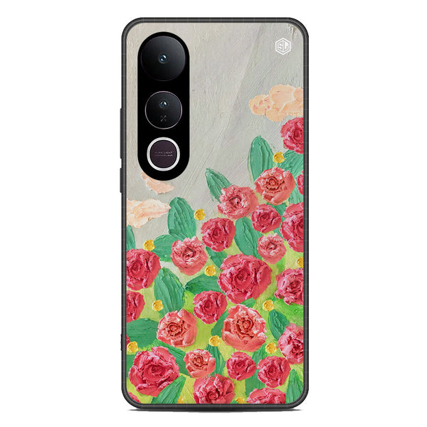 Floral Series Soft Phone Case - Metal Case - Design 10 - Vivo V50 Lite