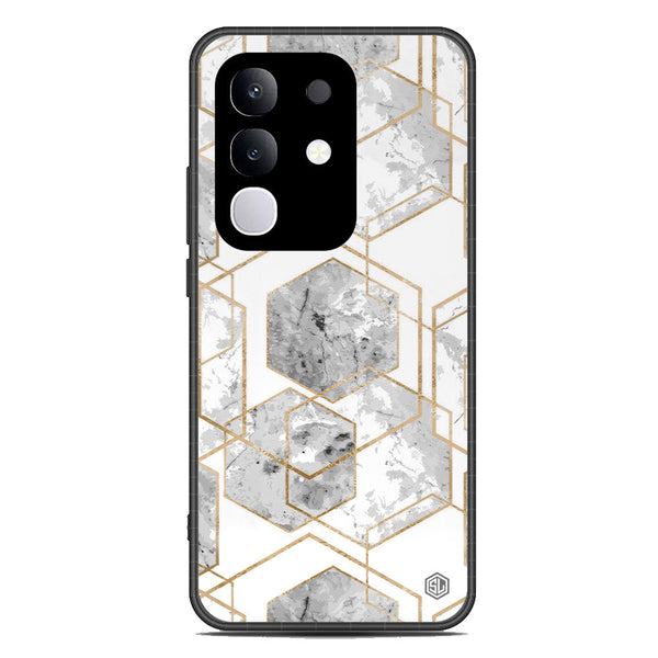 Stylish Marble Series Soft Phone Case - Metal Case - Design 2 - Vivo Y29 4G