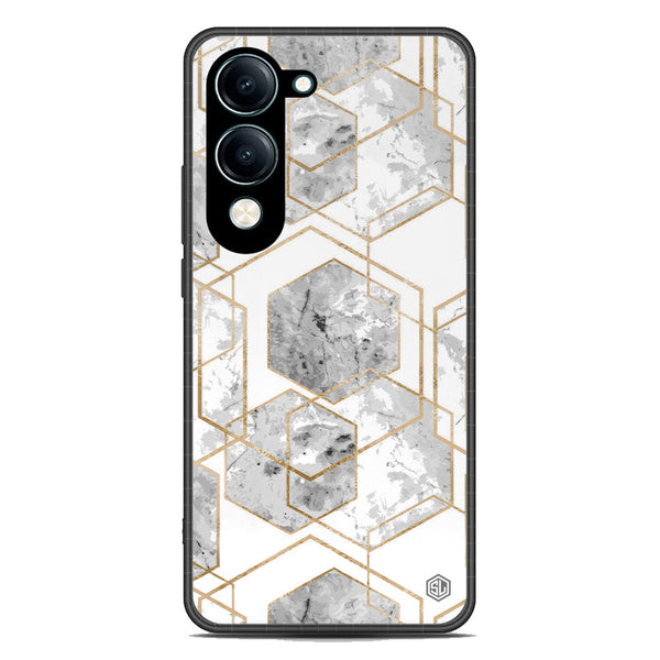 Stylish Marble Series Soft Phone Case - Metal Case - Design 2 -Vivo Y04