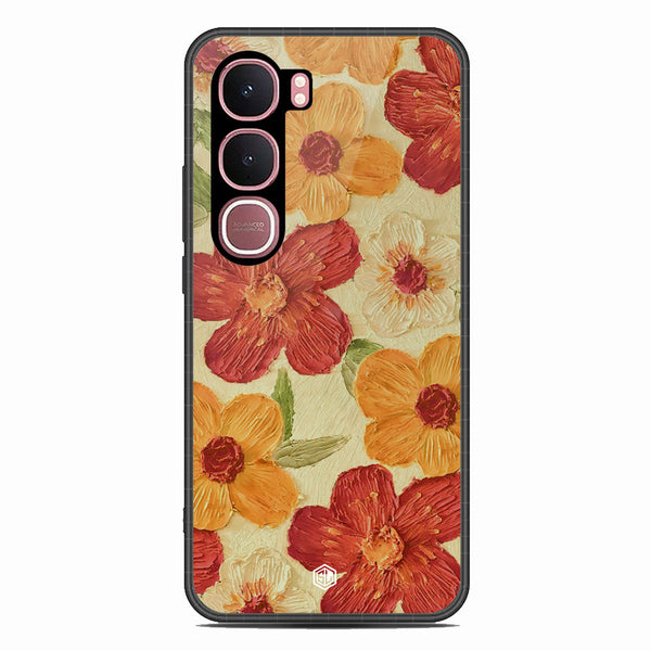 Floral Series Soft Phone Case - Glass Case - Design 6 - Vivo Y31 5G