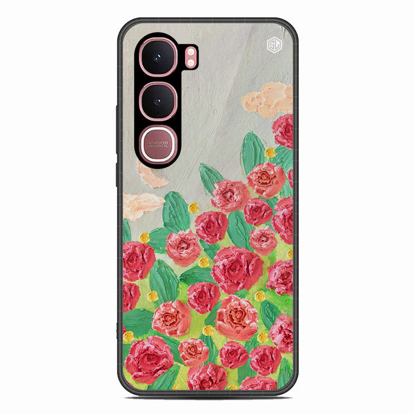 Floral Series Soft Phone Case - Glass Case - Design 10 - Vivo Y31 5G