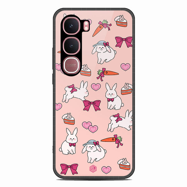 Cute Korean Design Series Soft Phone Case - Glass Case - Design 1 - Vivo Y31 5G