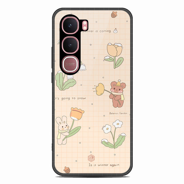 Cute Korean Design Series Soft Phone Case - Glass Case - Design 4 - Vivo Y31 5G