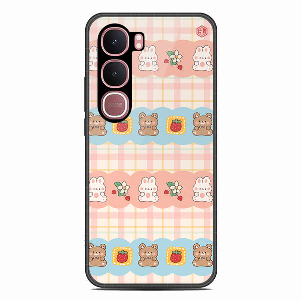 Cute Korean Design Series Soft Phone Case - Glass Case - Design 5 - Vivo Y31 5G