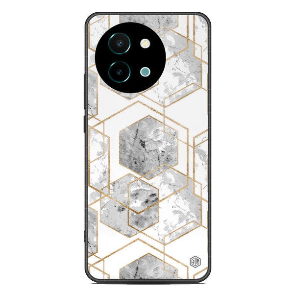 Stylish Marble Series Soft Phone Case - Metal Case - Design 2 - Vivo Y38