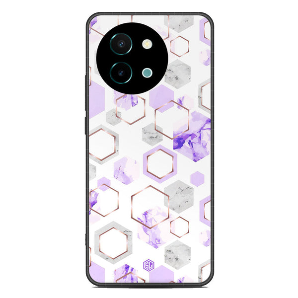 Stylish Marble Series Soft Phone Case - Metal Case - Design 5 - Vivo Y38