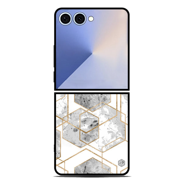 Stylish Marble Series Soft Phone Case - Metal Case - Design 2 - Samsung Galaxy Z Flip 7