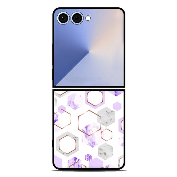 Stylish Marble Series Soft Phone Case - Metal Case - Design 5 - Samsung Galaxy Z Flip 7