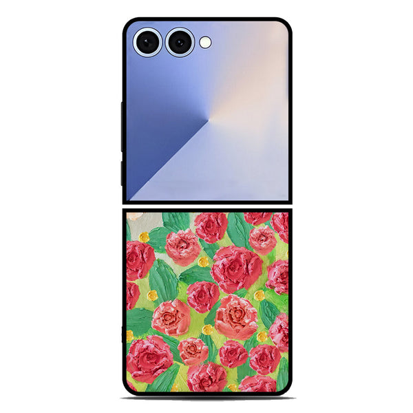 Floral Series Soft Phone Case - Metal Case - Design 10 - Samsung Galaxy Z Flip 7