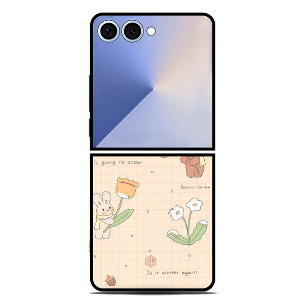 Cute Korean Design Series Soft Phone Case - Metal Case - Design 4 - Samsung Galaxy Z Flip 7