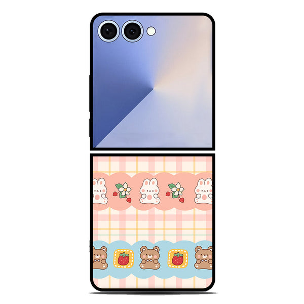 Cute Korean Design Series Soft Phone Case - Metal Case - Design 5 - Samsung Galaxy Z Flip 7