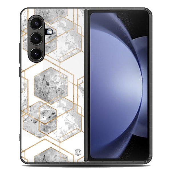 Stylish Marble Series Soft Phone Case - Metal Case - Design 2 - Samsung Galaxy Z Fold 7
