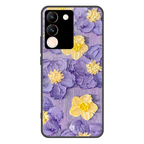 Floral Series Soft Phone Case - Premium Glass Case - Design 8 - Vivo V29e