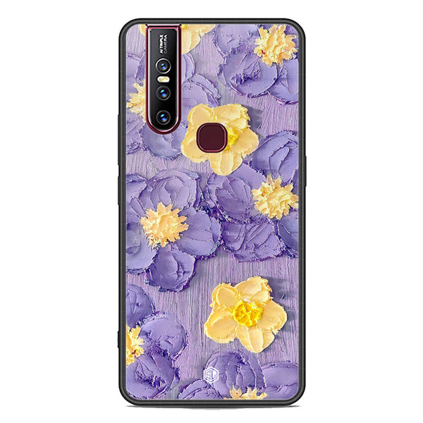 Floral Series Soft Phone Case - Premium Glass Case - Design 8 - Vivo V15