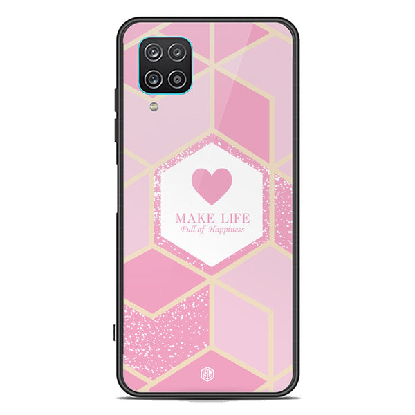 Happiness Series Soft Phone Case - Premium Glass Case - Design 3 - Samsung Galaxy A12