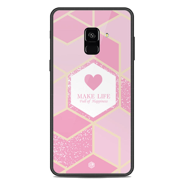 Happiness Series Soft Phone Case - Premium Glass Case - Design 3 - Samsung Galaxy A8 2018