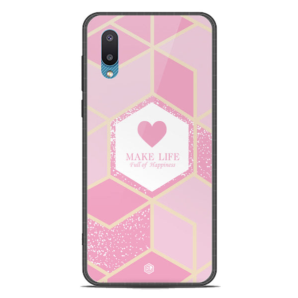 Happiness Series Soft Phone Case - Premium Glass Case - Design 3 - Samsung Galaxy A02