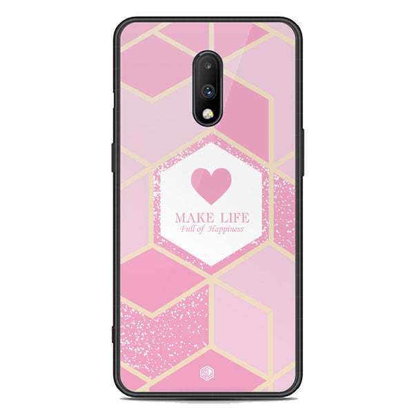 Happiness Series Soft Phone Case - Premium Glass Case - Design 3 - OnePlus 7