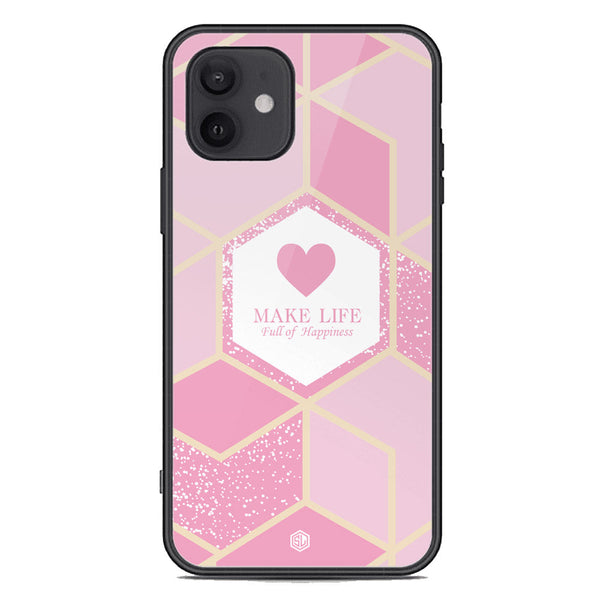 Happiness Series Soft Phone Case - Premium Glass Case - Design 3 - iPhone 12 Mini