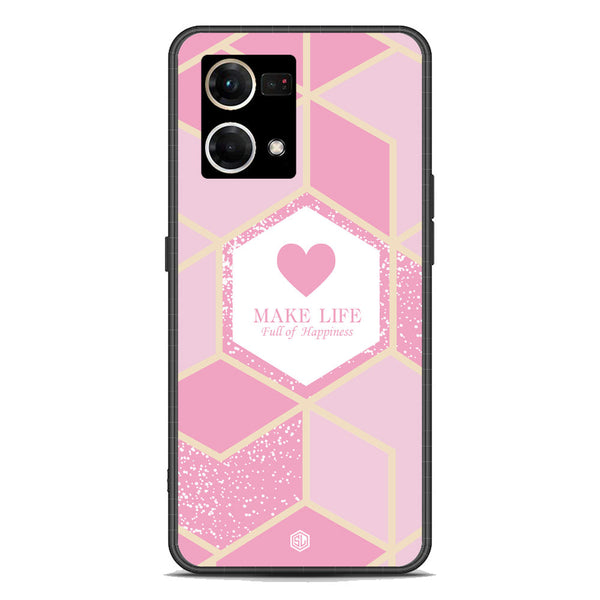 Happiness Series Soft Phone Case - Premium Glass Case - Design 3 - Oppo Reno 7 4G