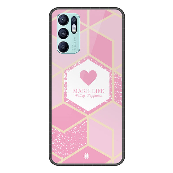 Happiness Series Soft Phone Case - Premium Glass Case - Design 3 - Oppo Reno 6