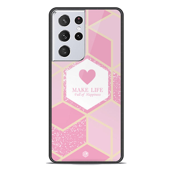 Happiness Series Soft Phone Case - Premium Glass Case - Design 3 - Samsung Galaxy S21 Ultra 5G