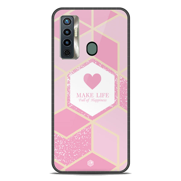 Happiness Series Soft Phone Case - Premium Glass Case - Design 3 - Tecno Camon 17