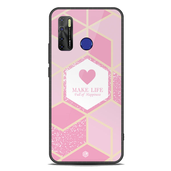 Happiness Series Soft Phone Case - Premium Glass Case - Design 3 - Tecno Camon 15