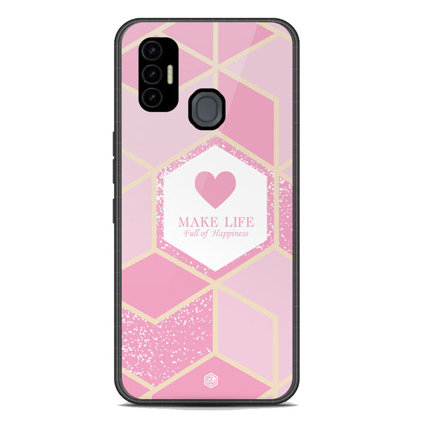 Happiness Series Soft Phone Case - Premium Glass Case - Design 3 - Tecno Spark 7