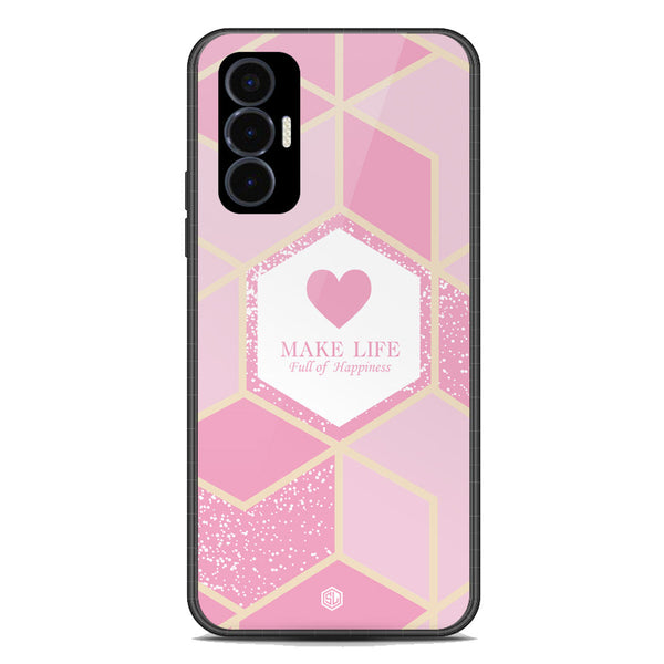 Happiness Series Soft Phone Case - Premium Glass Case - Design 3 - Tecno Pova 3