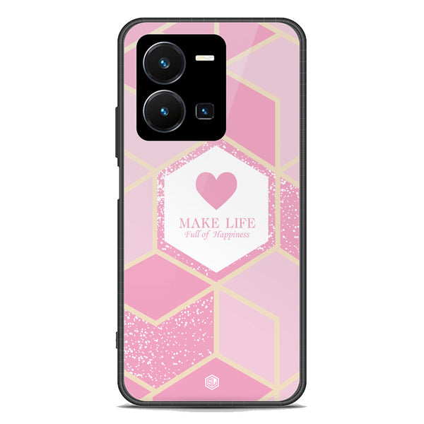 Happiness Series Soft Phone Case - Premium Glass Case - Design 3 - Vivo Y35
