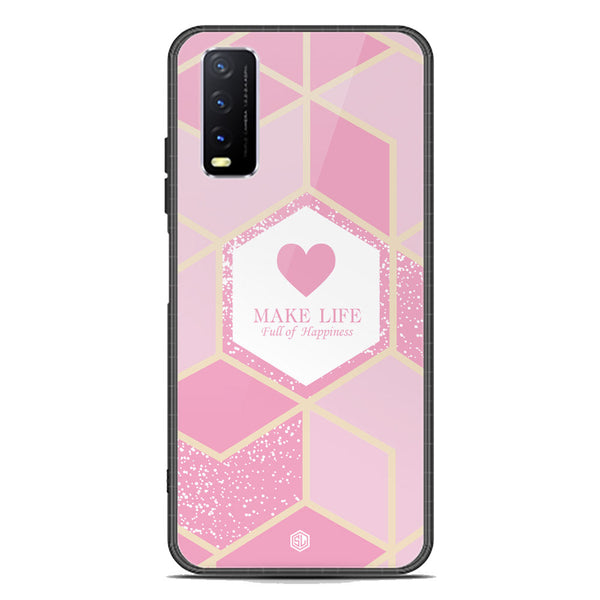 Happiness Series Soft Phone Case - Premium Glass Case - Design 3 - Vivo Y12a