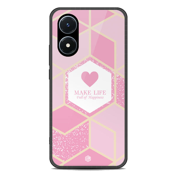 Happiness Series Soft Phone Case - Premium Glass Case - Design 3 - Vivo Y02s