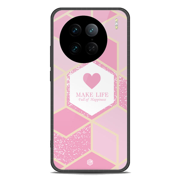 Happiness Series Soft Phone Case - Premium Glass Case - Design 3 - Vivo X90 Pro