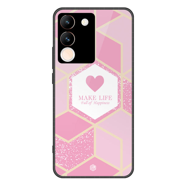 Happiness Series Soft Phone Case - Premium Glass Case - Design 3 - Vivo V29e