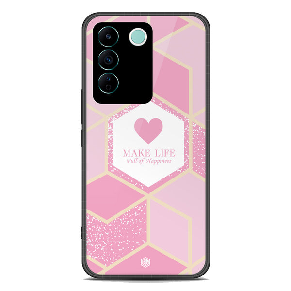 Happiness Series Soft Phone Case - Premium Glass Case - Design 3 - Vivo V27e