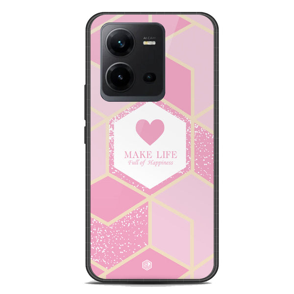 Happiness Series Soft Phone Case - Premium Glass Case - Design 3 - Vivo V25e