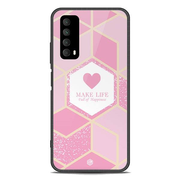 Happiness Series Soft Phone Case - Premium Glass Case - Design 3 - Huawei Y7a