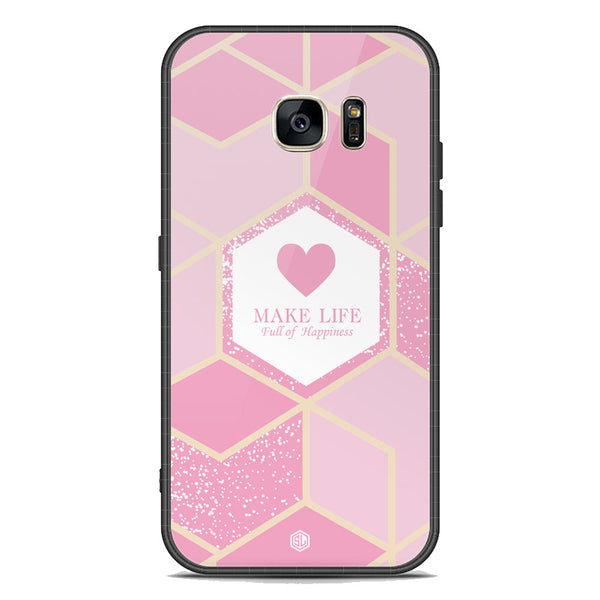 Happiness Series Soft Phone Case - Premium Glass Case - Design 3 - Samsung Galaxy S7