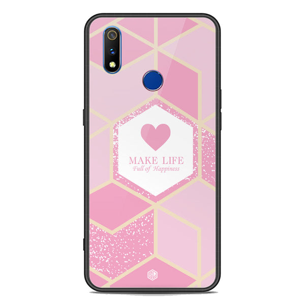 Happiness Series Soft Phone Case - Premium Glass Case - Design 3 - Realme 3i